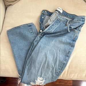 Agolde Blue Boyfriend Jeans with Distressed Details